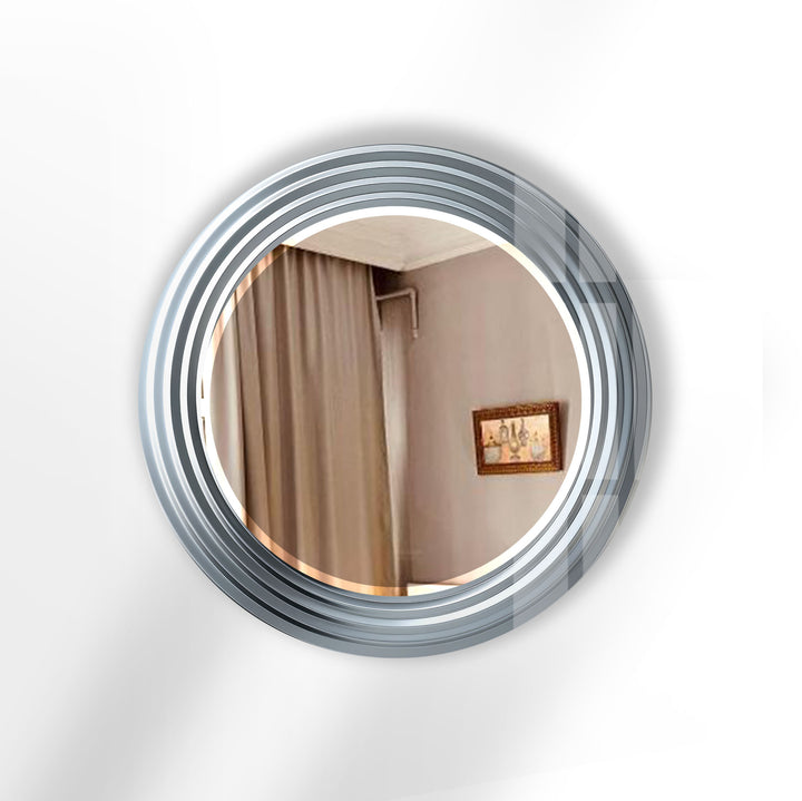 Modern Chrome Spiral Mirror – Sleek Round Wall Accent Design