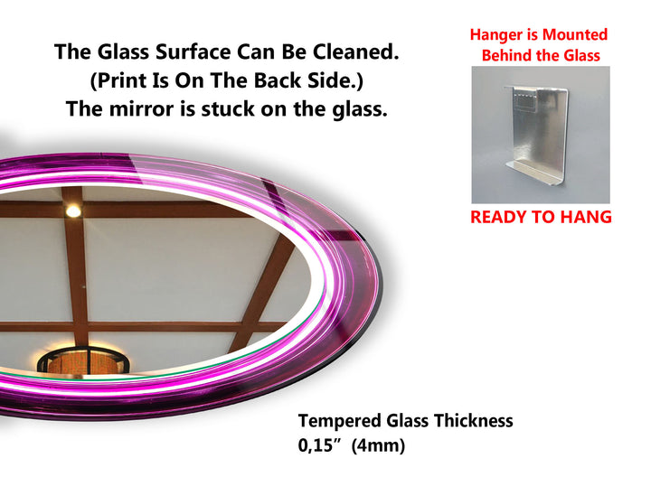 Purple Swirl Round Glass Mirror – Bold Accent for Modern Interiors