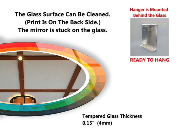 Gradient Spectrum Round Mirror – Colorful Frame Wall Accent