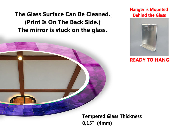 Purple Ombre Round Wall Mirror – Gradient Glass Frame for Modern Decor