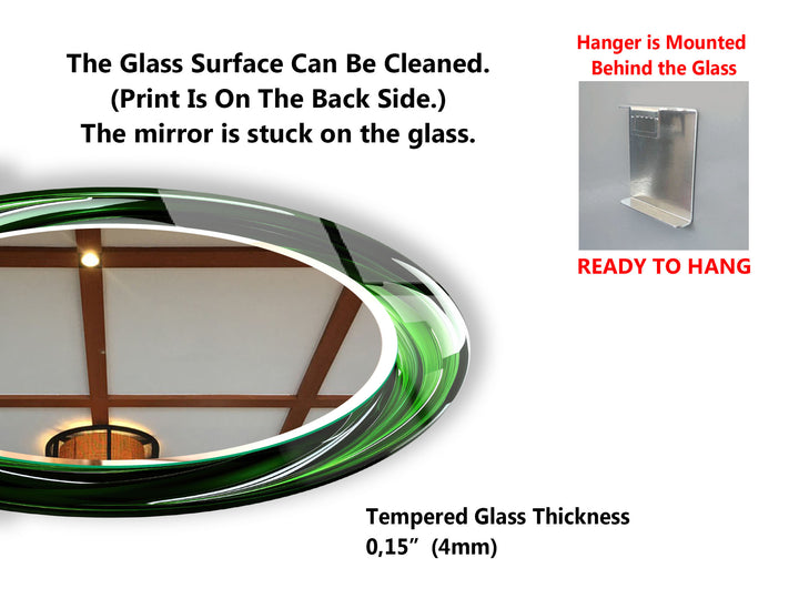 Green Swirl Round Mirror – Bold Glass Frame for Modern Wall Decor