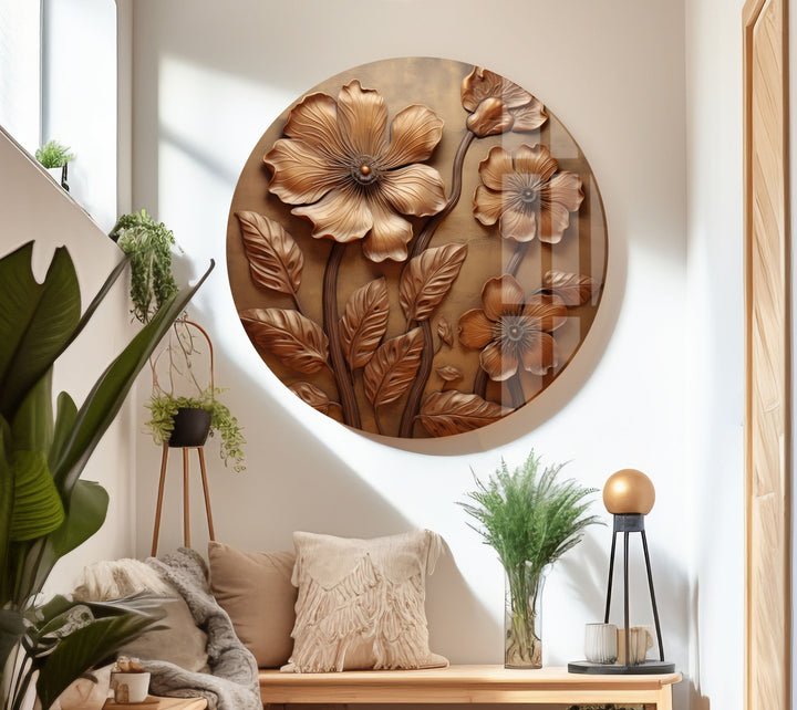 Bronze Flower Glass Wall Art glass image printing, glass prints from photos
