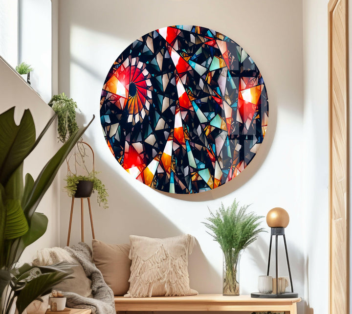 Fractal Abstract Red Glass Wall Art photo print on glass, prints on glass wall art