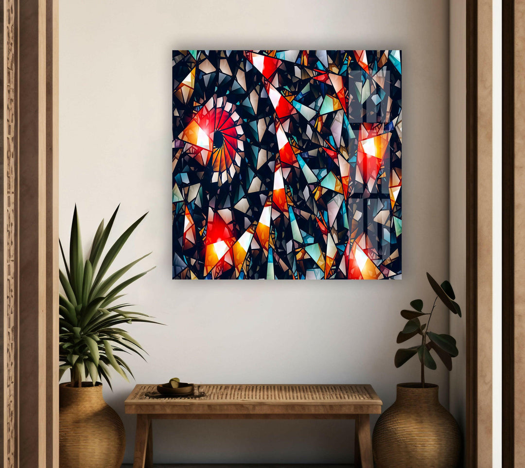 Fractal Abstract Red Glass Wall Art custom glass pictures, glass art prints