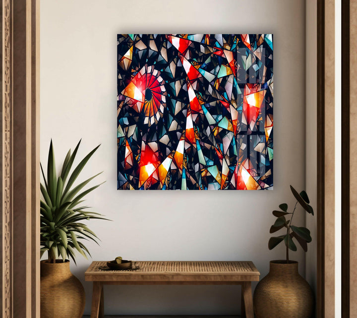 Fractal Abstract Red Glass Wall Art custom glass pictures, glass art prints