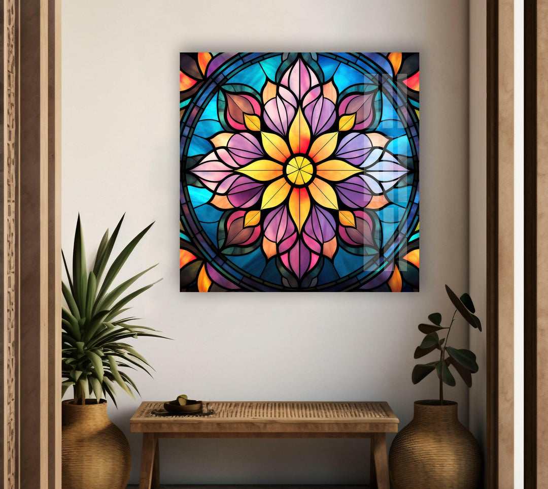 Stained Colored Flowers Glass Wall Art glass photo prints, glass picture prints