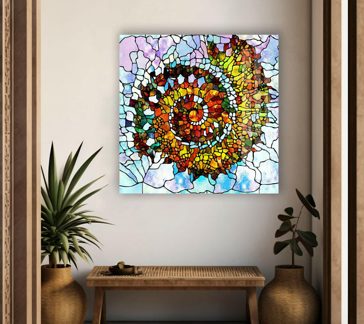 Stained Colorful Textures Glass Wall Art glass art painting, glass art for the Wall