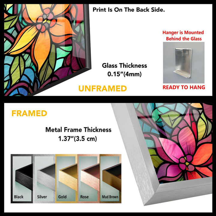 Mehrfarbige Blumen-Wandkunst aus Glas