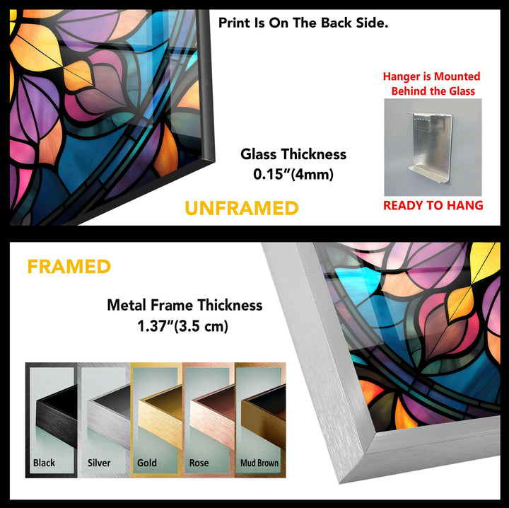 Stained Colored Flowers Glass Wall Art