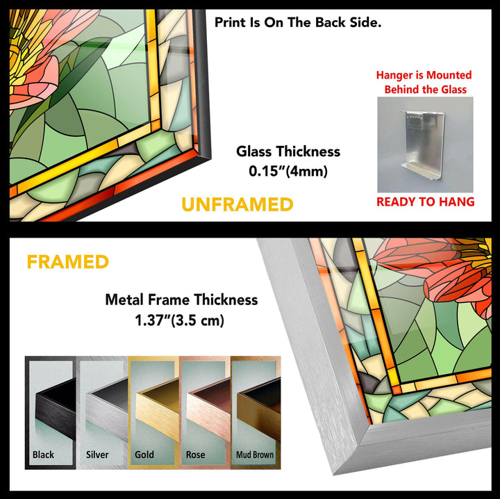 Flower Stained Style Tempered Glass Wall Art - MyPhotoStation