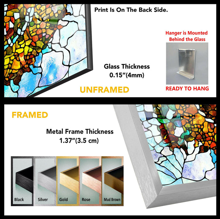 Stained Colorful Textures Large Glass Wall Art Abstract Designs