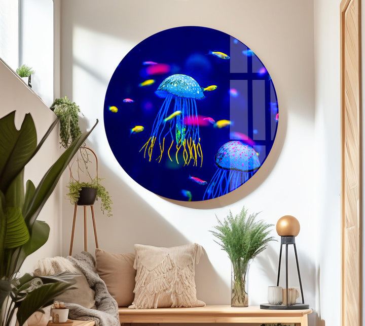 Ocean Jellyfish Glass Wall Art glass image printing, glass prints from photos