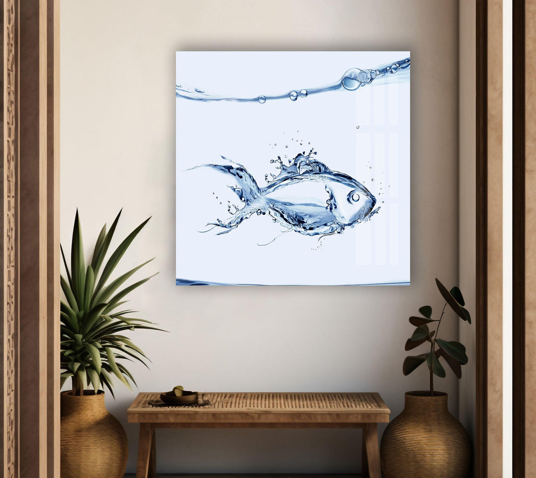 Fish Made of Water Glass Wall Art Glass Printing Wall Art, Print photos on glass