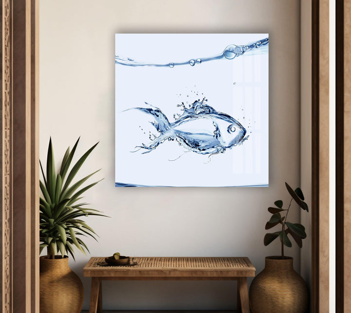 Fish Made of Water Glass Wall Art Glass Printing Wall Art, Print photos on glass