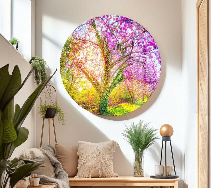 Cherry Blossom Glass Wall Art glass art painting, glass art for the Wall