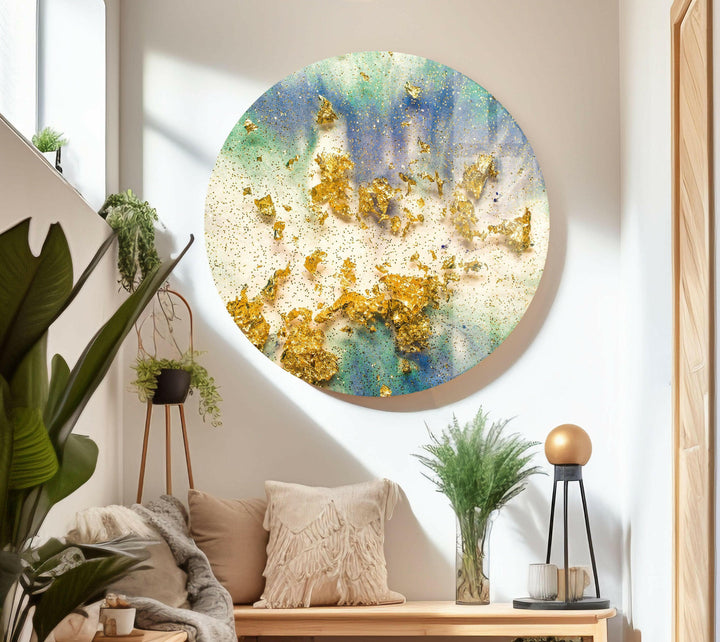 Golden Epoxy Design Abstract Glass Wall Art print on glass, glass printed photos
