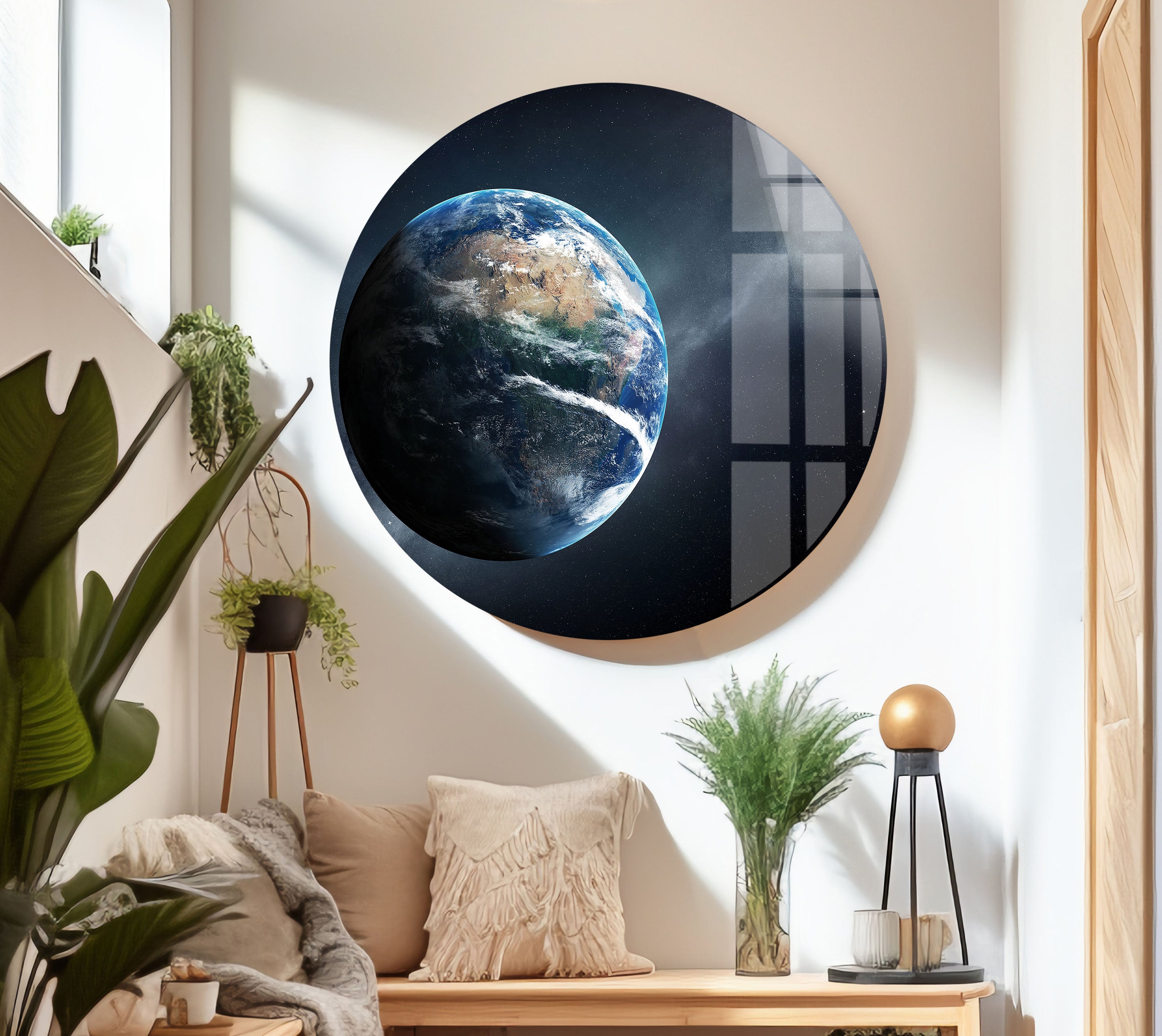 Earth Space Tempered Glass Wall Art