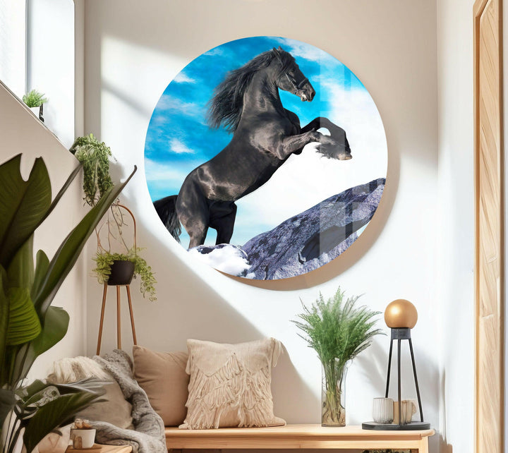Prancing Horse Glass Wall Art glass pictures for Wall, glass prints wall art