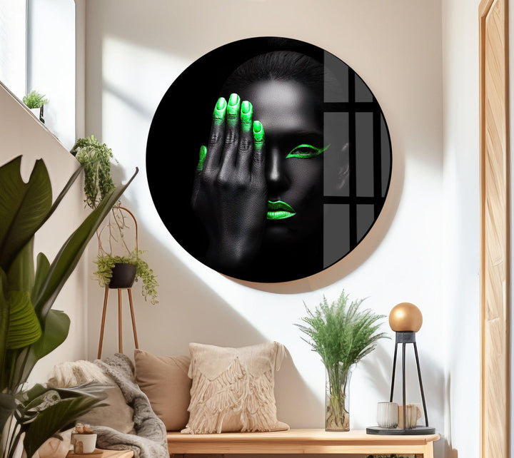 Neon Woman Face Tempered Glass Wall Art - MyPhotoStation