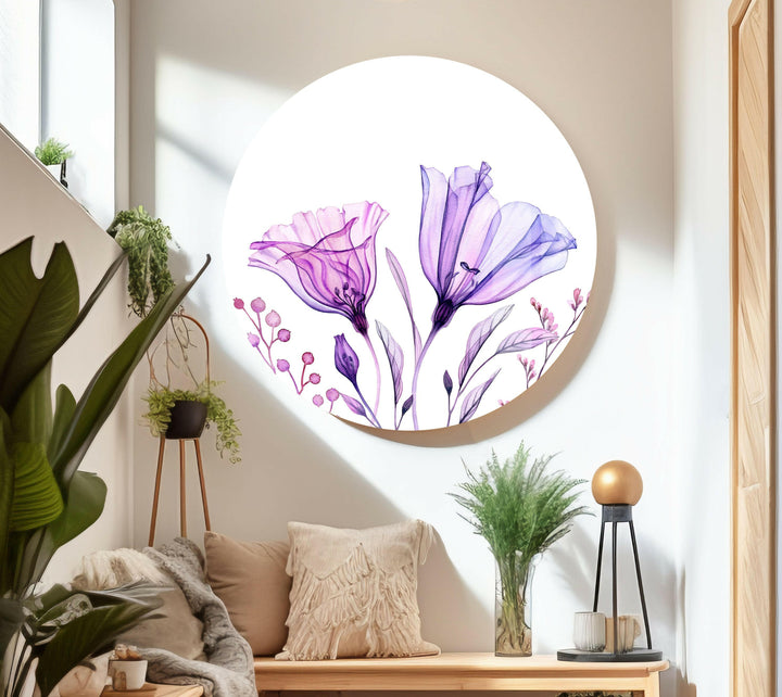 Watercolor Lisianthus Bouquet Glass Wall Art, large glass photo prints, glass wall photos