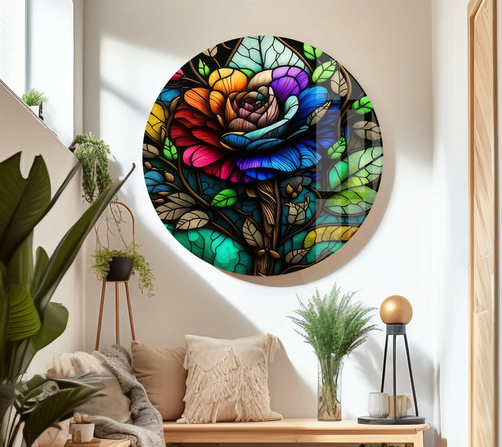 Flower Design Stained Glass Wall Art photo print on glass, prints on glass wall art
