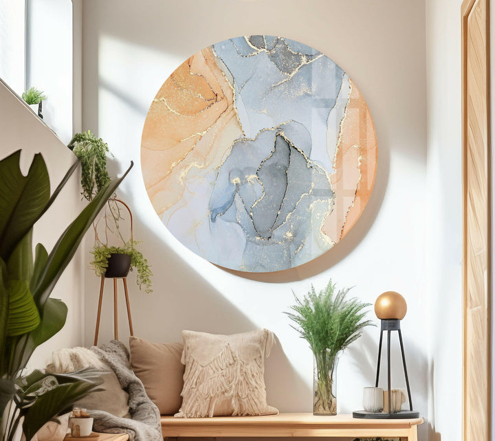 Pastellfarbe mit goldenem Wirbel, abstrakte Glaswandkunst