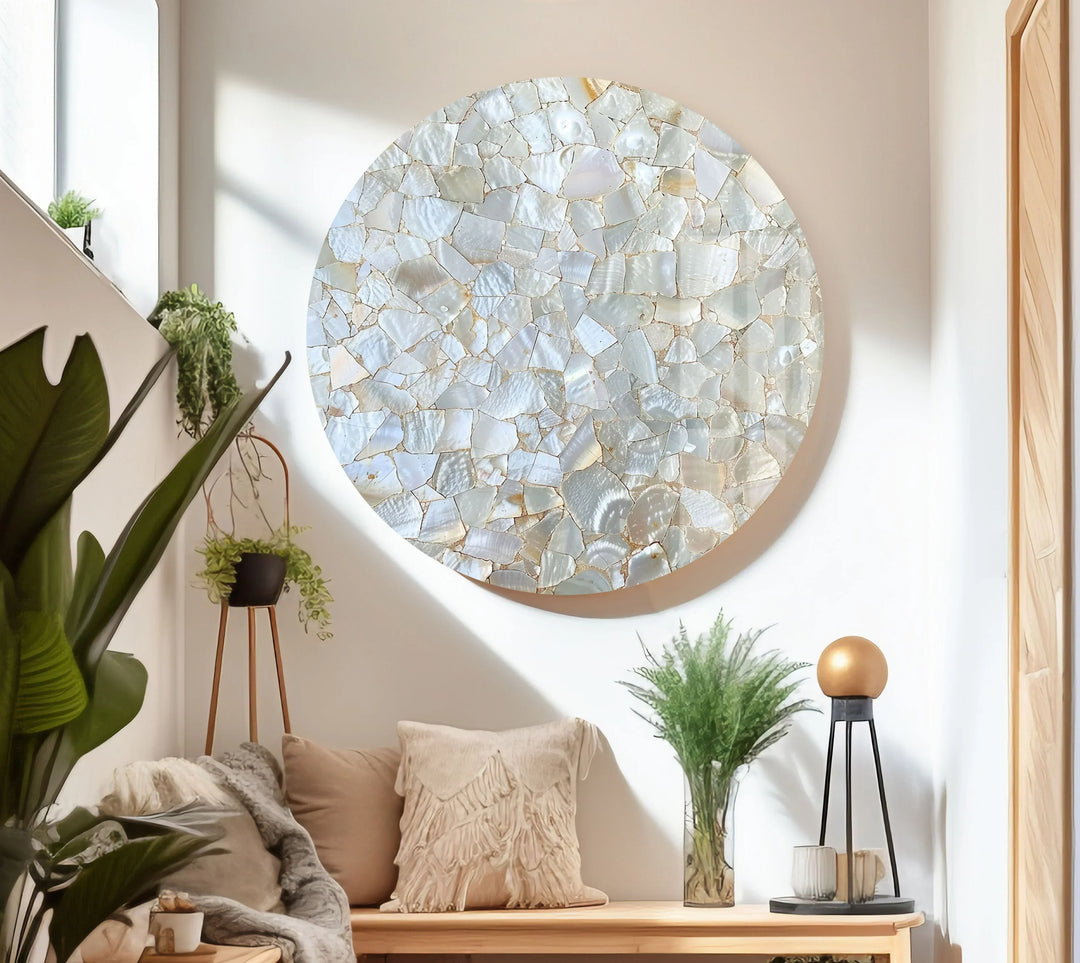 White Cracked Marble Design Glass Wall Art glass art painting, glass art for the Wall
