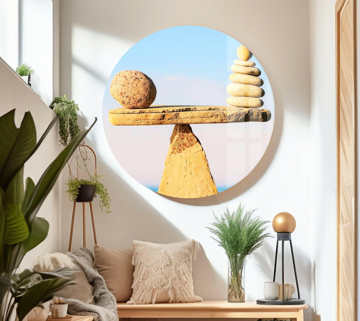 Zen Spa Stone Balance Glass Wall Decor & Cool Artwork
