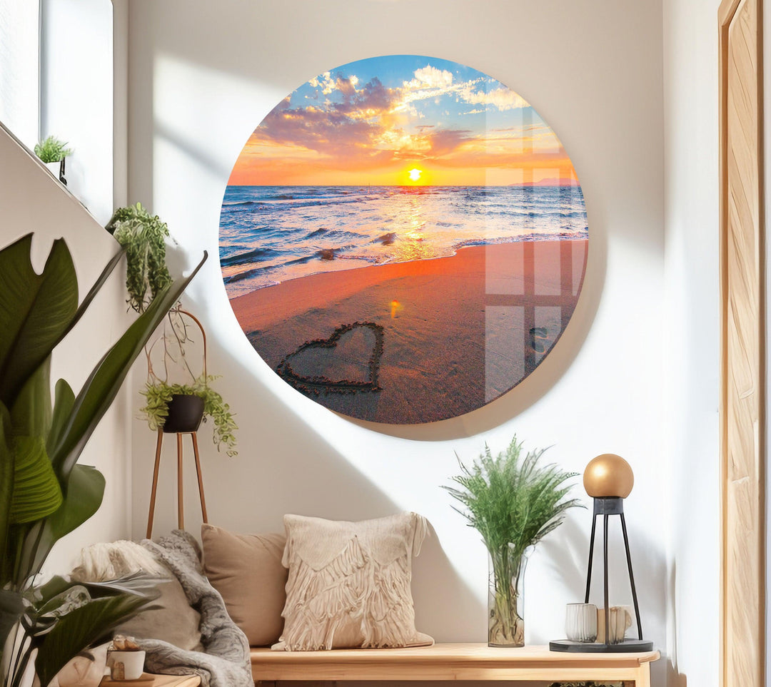 Ocean Sunset and Golden Beach – A Beautiful Coastal Glass Print
