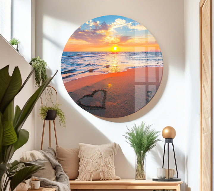 Ocean Sunset and Golden Beach – A Beautiful Coastal Glass Print

