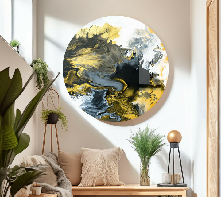 Black and Gold creative abstract hand painted background, marble texture