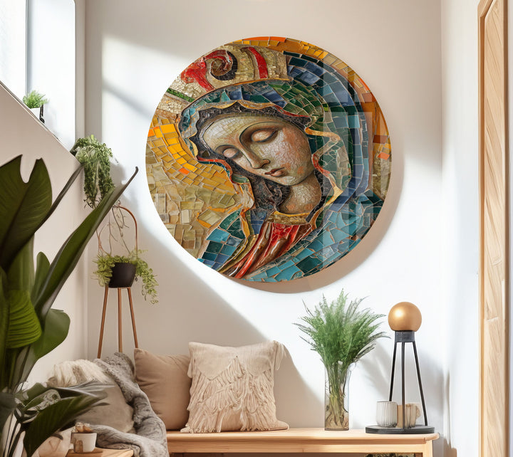Saint Maria With Mosaic Glass Wall Art art glass wall art, glass wall art pictures
