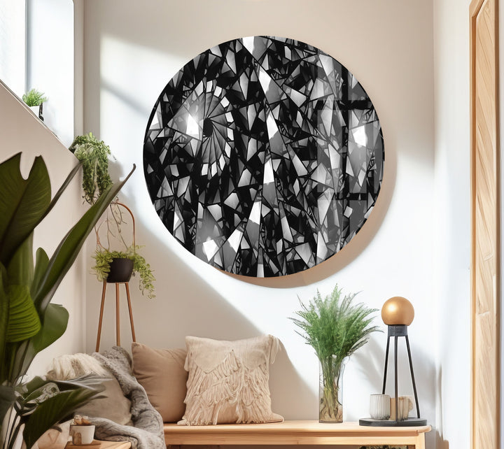Silver Fractal Abstract Tempered Glass Wall Art - MyPhotoStation
