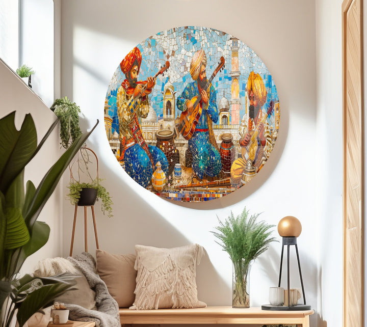 Mosaic Rajasthani City Glass Wall Art glass art painting, glass art for the Wall
