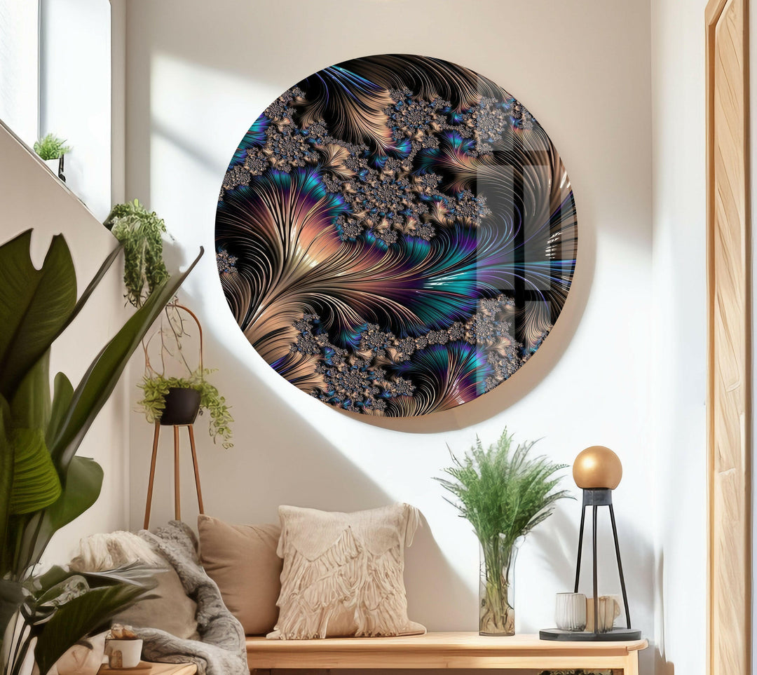 Copper Abstract Fractal Glass Wall Art glass pictures for Wall, glass prints wall art
