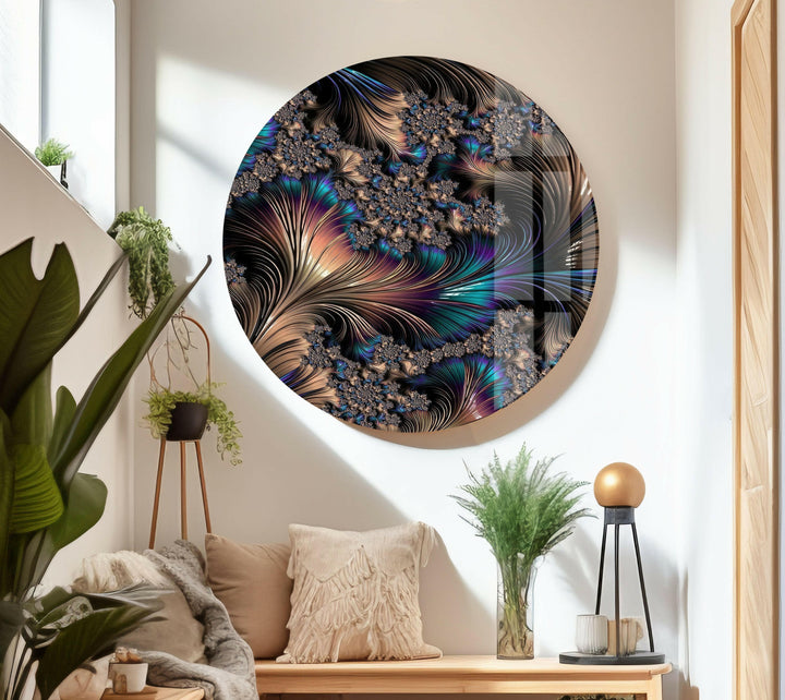 Copper Abstract Fractal Glass Wall Art glass pictures for Wall, glass prints wall art
