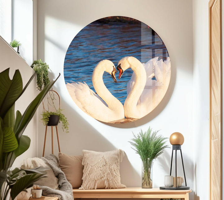 Heart of Swans Glass Wall Art custom glass photo prints, large glass prints