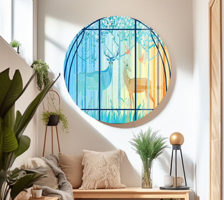 Deer Gazelle Stained Glass Wall Art custom glass pictures, glass art prints