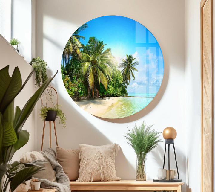 Tropische Strandlandschaft, Glaswandkunst