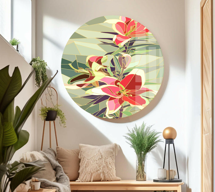 Lily Mosaic Glass Wall Art print picture on glass, Tempered Glass Wall Art