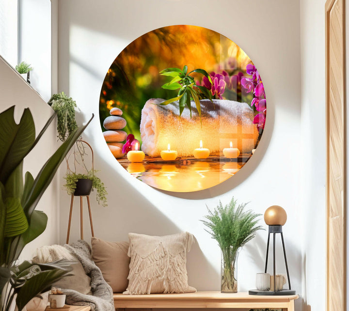Zen Spa Stones Relax Glass Wall Art