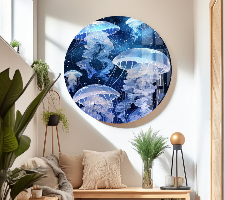 Arctic Jellyfishes Glass Wall Art custom glass pictures, glass art prints
