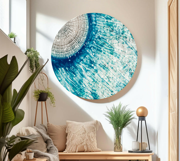Blue Button Jellyfish Glass Wall Art