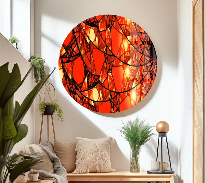 Red Stained Floral Glass Wall Art print on glass, glass printed photos