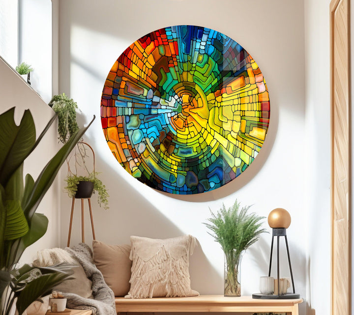 Colorful Design of Stained Glass Wall Art photo print on glass, prints on glass wall art