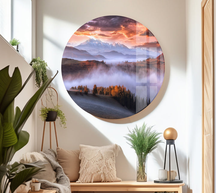 Foggy Mountains Glass Wall Art photo print on glass, prints on glass wall art