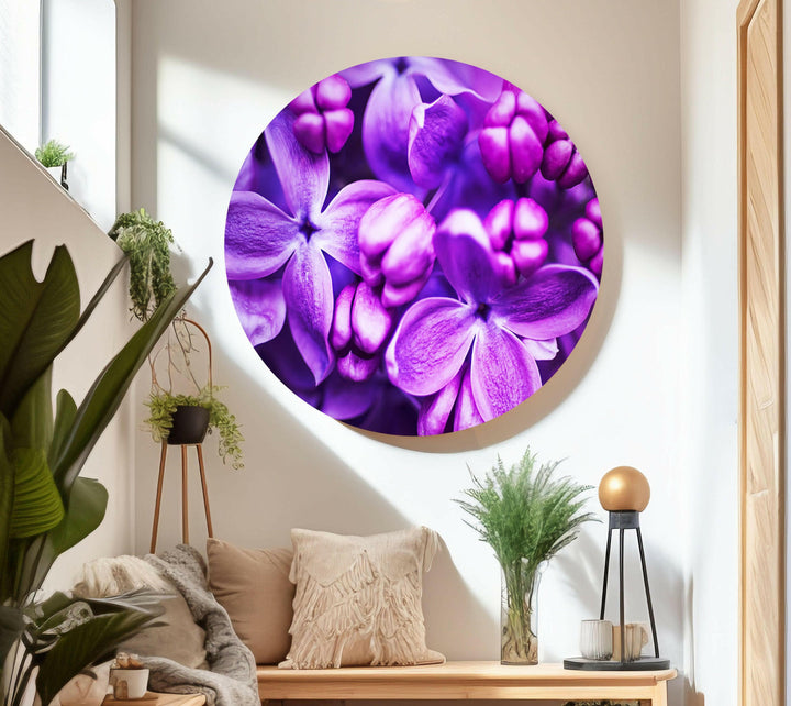 Purple Lilac Glass Wall Art, glass art painting, glass art for the Wall