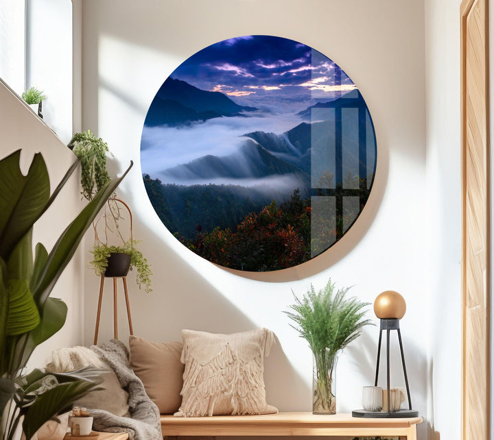 Foggy Mountain Escape – A Calming and Elegant Glass Art
