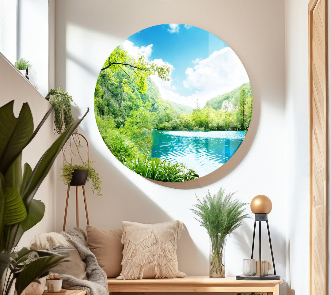 Tranquil Waterfall Reflections – A Calming Nature-Inspired Artwork
