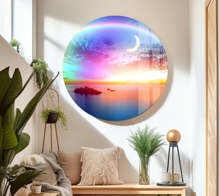 Tranquil Ocean View with a Spectrum of Sunset Colors
